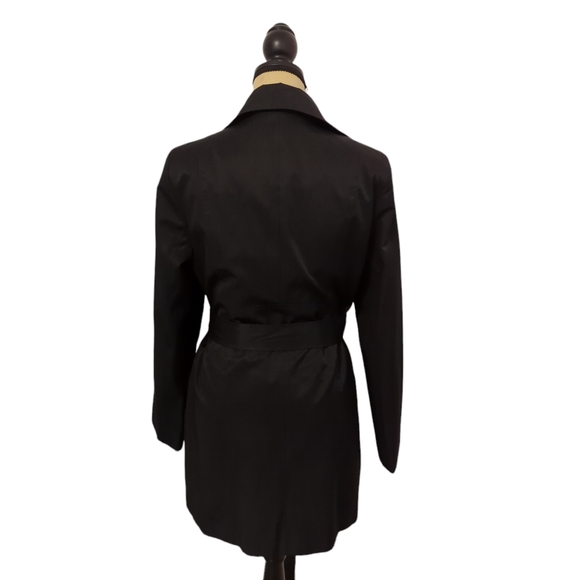 Ivanka Trump Belted Trench Coat Black Jacket Size Medium US Asymmetrical Zipper - Picture 2 of 13
